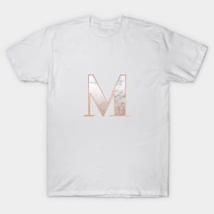 Monogram rose gold glitter marble M T-Shirt